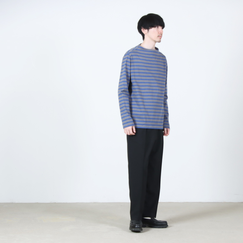 nisica(ニシカ) ガンジーネックカットソー L / S(ボーダー)