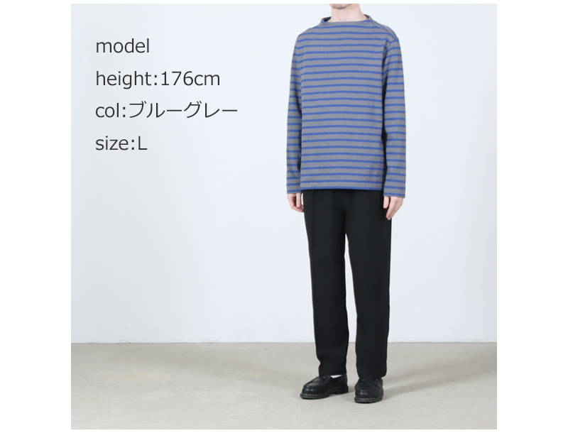 nisica(ニシカ) ガンジーネックカットソー L / S(ボーダー)