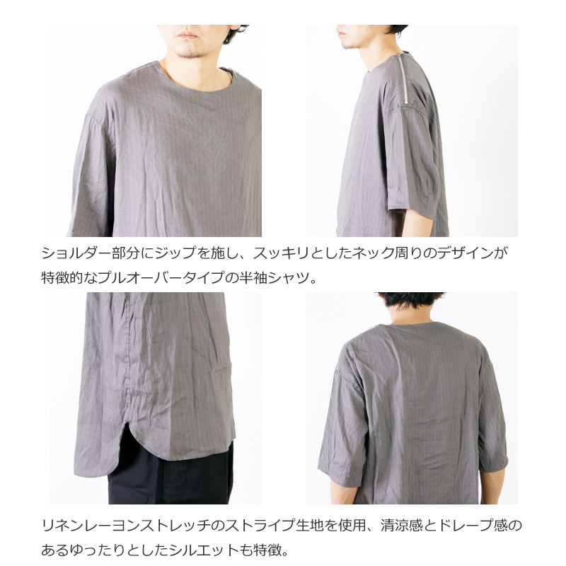 RICEMAN(饤ޥ) Shoulder Zip Half Sleeve Shirt