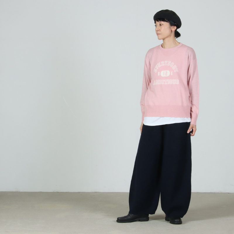 unfil(アンフィル) woolen cotton & ex.fine lambs wool ribbed-knit wide pants