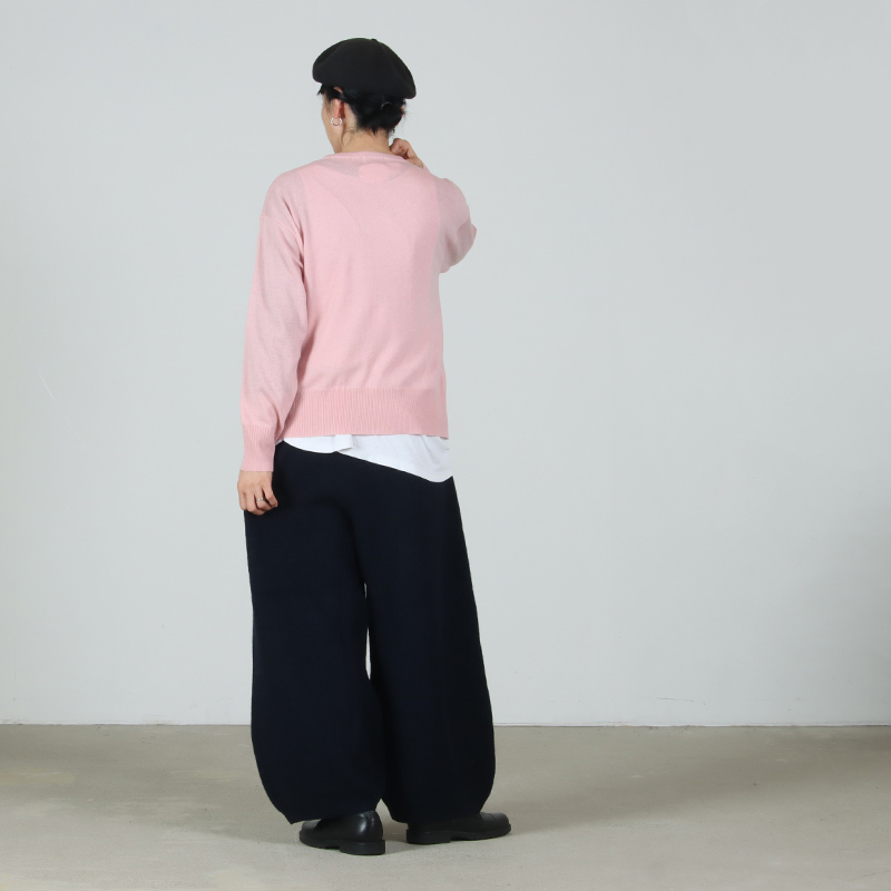 unfil(アンフィル) woolen cotton & ex.fine lambs wool ribbed-knit wide pants