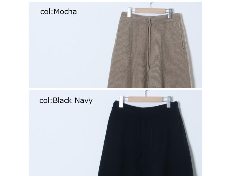 unfil(アンフィル) woolen cotton & ex.fine lambs wool ribbed-knit wide pants