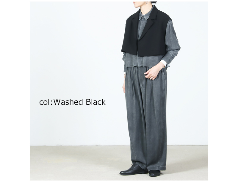 unfil(アンフィル) rayon gabardine pigment washed BIG easy trousers