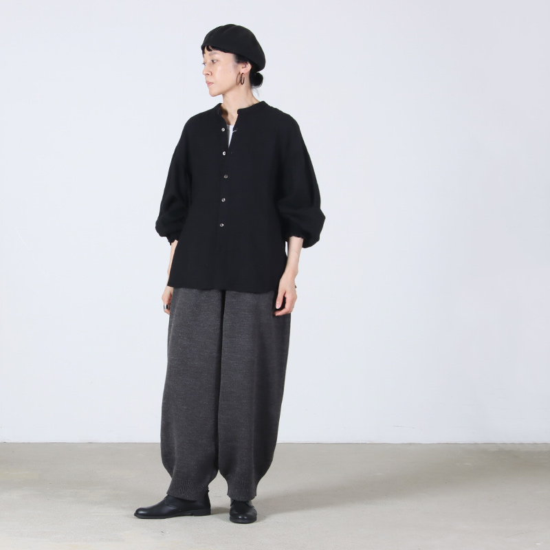 UNIVERSAL TISSU(ユニバーサルティシュ) 綿麻起毛ツイル ギャザースリーブブラウス