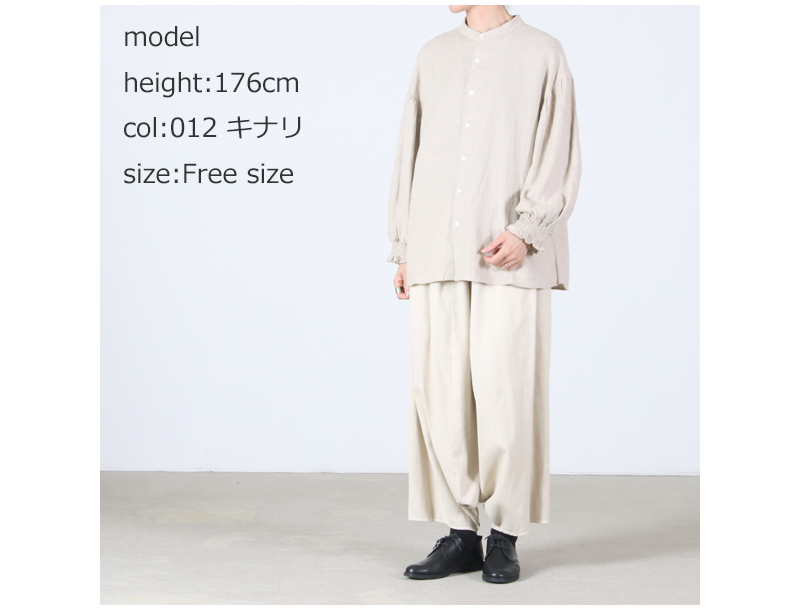 UNIVERSAL TISSU(ユニバーサルティシュ) 綿麻起毛ツイル ギャザースリーブブラウス