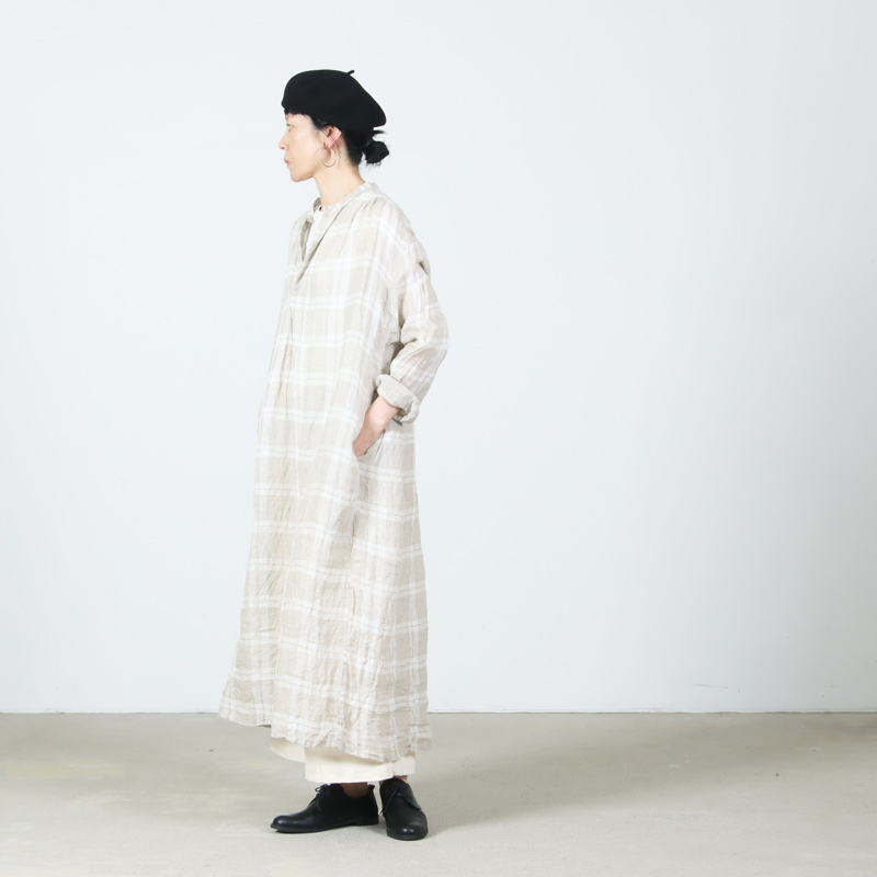 Veritecoeur(ヴェリテクール) リネンチェック スキッパーワンピース