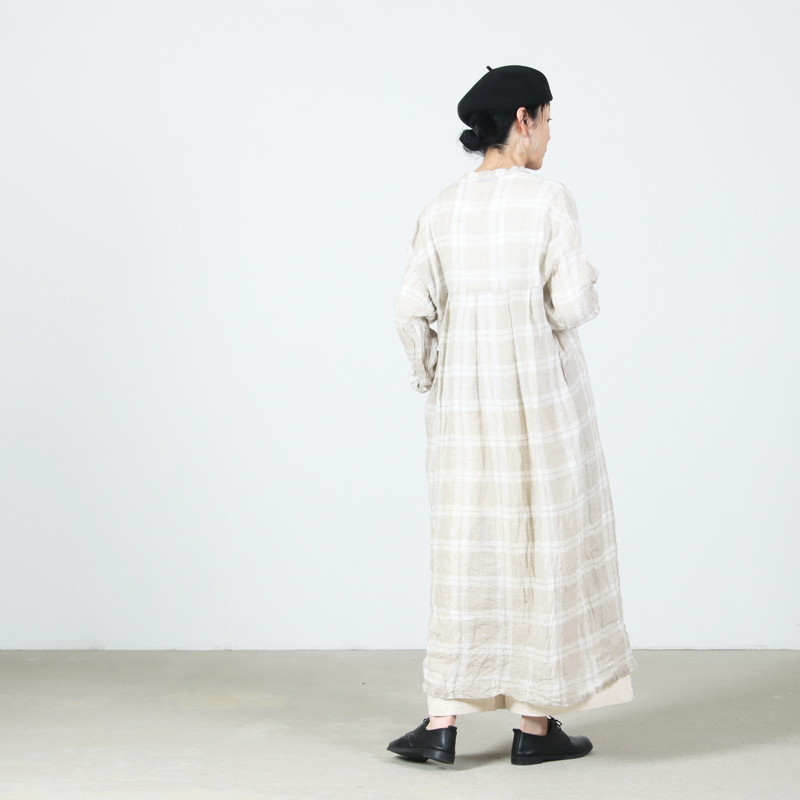 Veritecoeur(ヴェリテクール) リネンチェック スキッパーワンピース