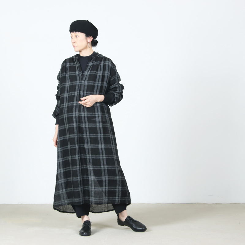 Veritecoeur(ヴェリテクール) リネンチェック スキッパーワンピース