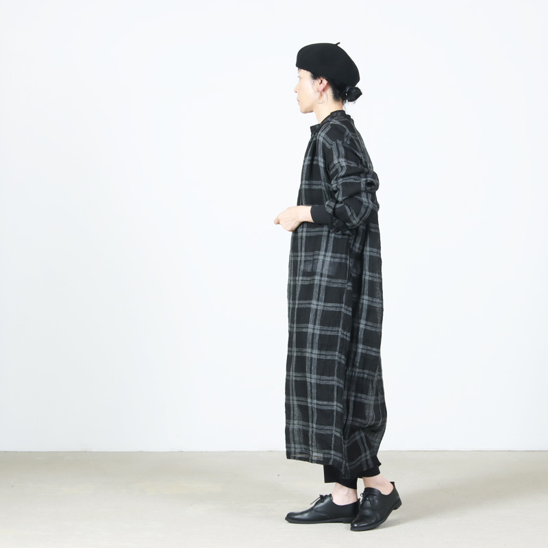 Veritecoeur(ヴェリテクール) リネンチェック スキッパーワンピース