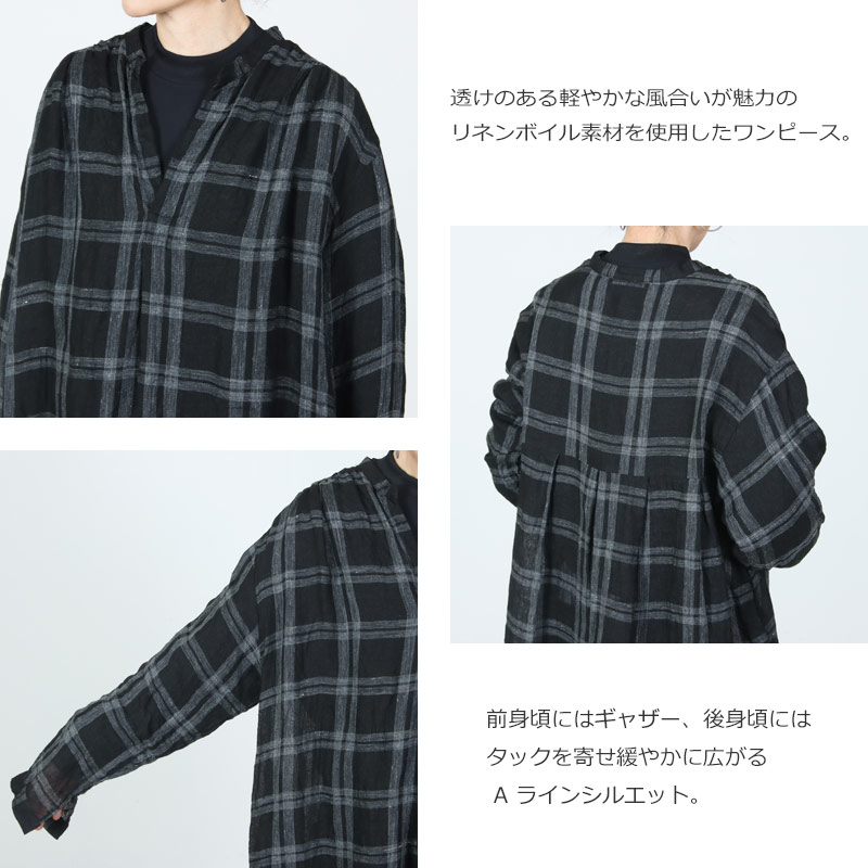 Veritecoeur(ヴェリテクール) リネンチェック スキッパーワンピース