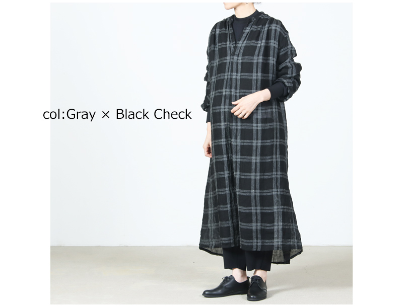 Veritecoeur(ヴェリテクール) リネンチェック スキッパーワンピース