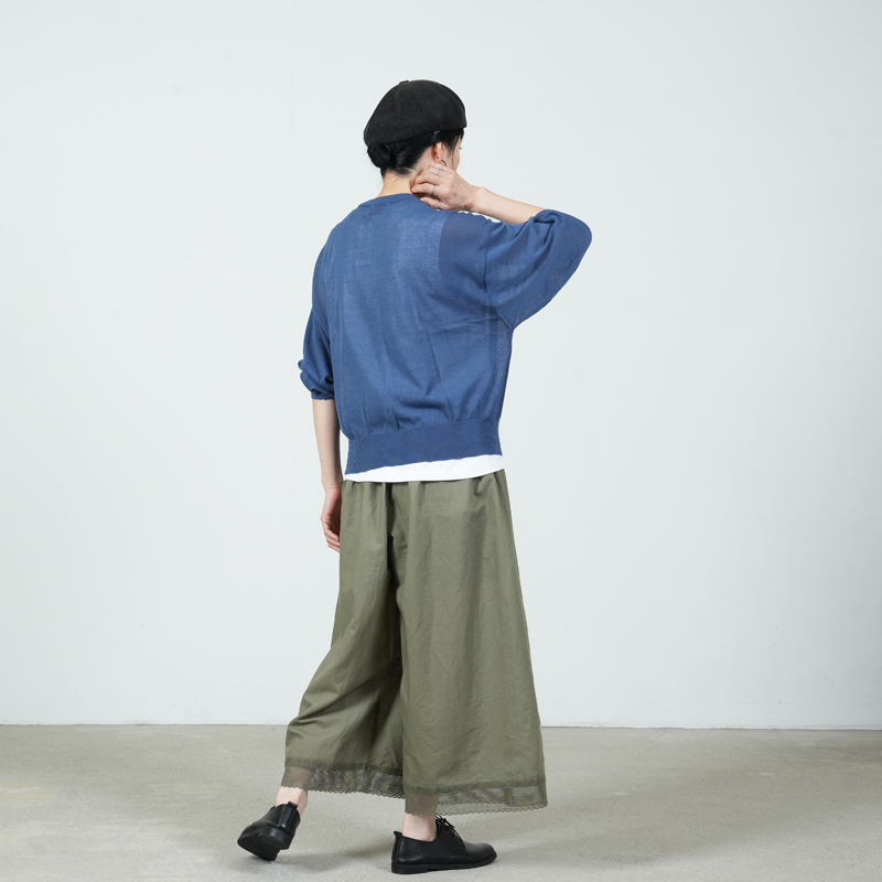 Vlas blomme(ヴラスブラム) レース付きレイヤードパンツ