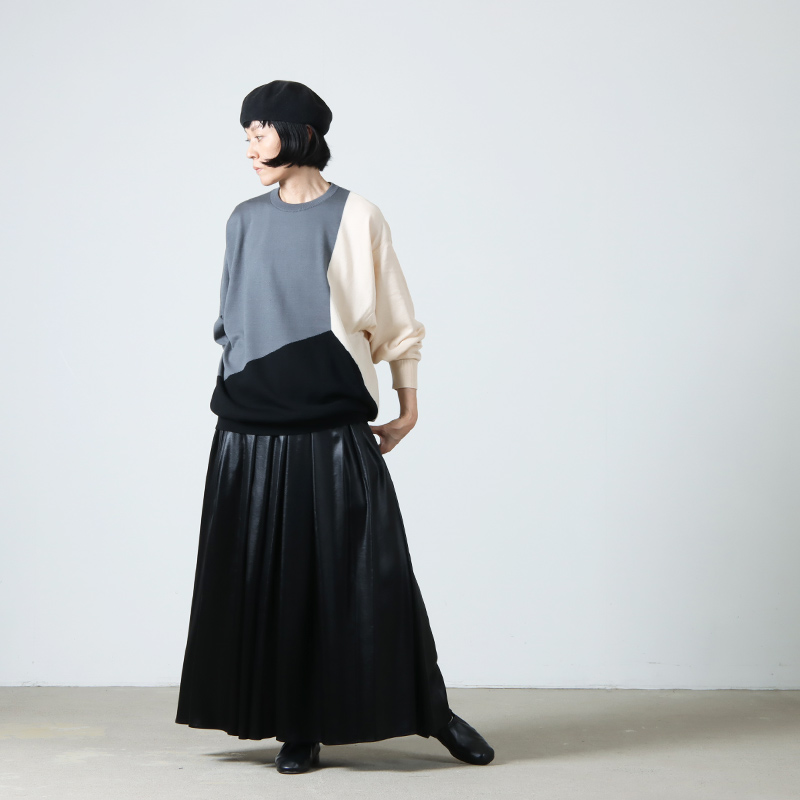 08sircus(ȥ) Glossy satin wide gather skirt