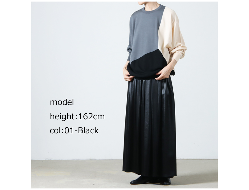 08sircus(ȥ) Glossy satin wide gather skirt