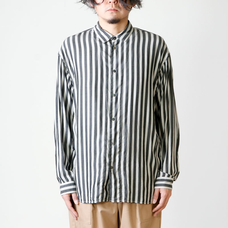 08sircus (ゼロエイトサーカス) Wide stripe garment dyed shirt / ワイドストライプガーメントダイシャツ