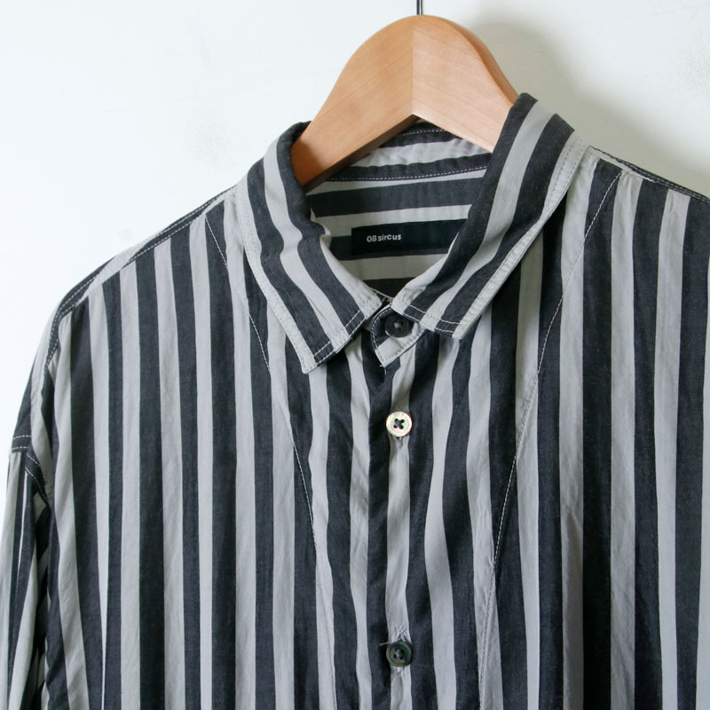 08sircus (ゼロエイトサーカス) Wide stripe garment dyed shirt / ワイドストライプガーメントダイシャツ