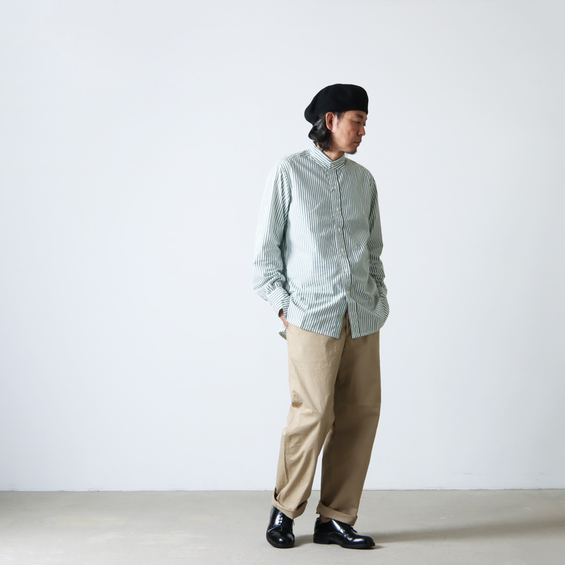 ANATOMICA (アナトミカ) BAND COLLAR SHIRTS CANDY STRIPE / バンドカラーシャツ