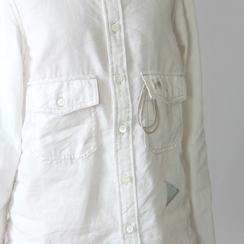 and wander (アンドワンダー) dry linen collarless shirt for woman 