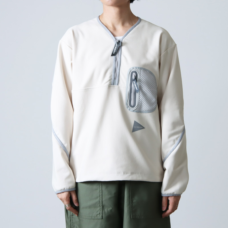 and wander (アンドワンダー) light fleece pullover / ライトフリース