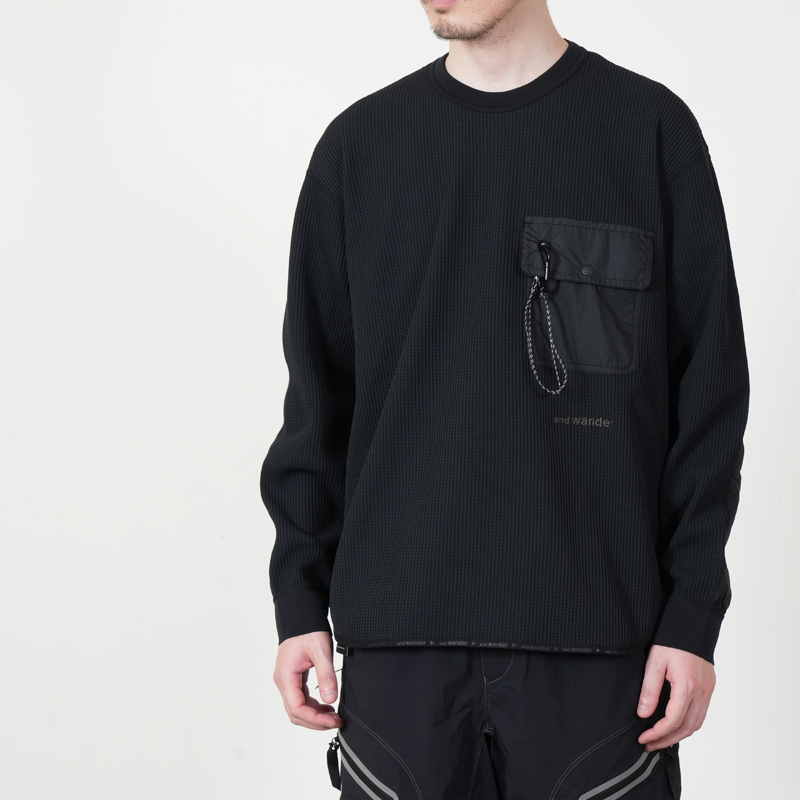 and wander(����ɥ�����) PE waffle LS T