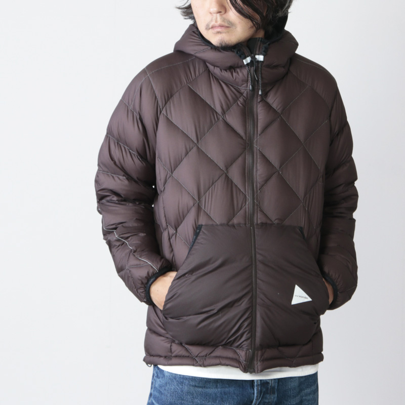 And Wander Diamond Stitch Down Hooded Jacket - Black I Article.