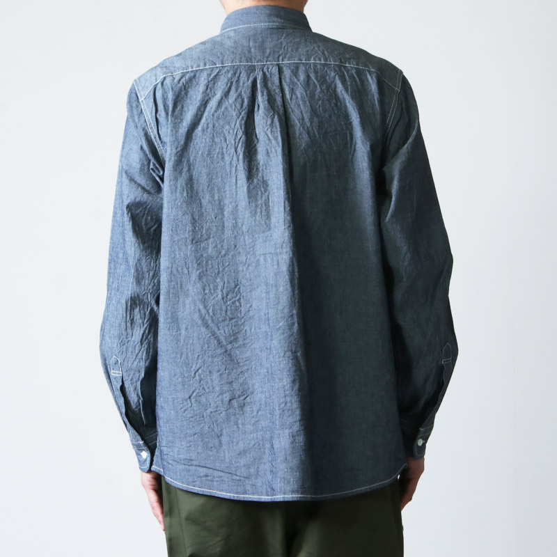 and wander (アンドワンダー) CORDURA indigo chambray shirt / コーデュラインディゴシャンブレーシャツ
