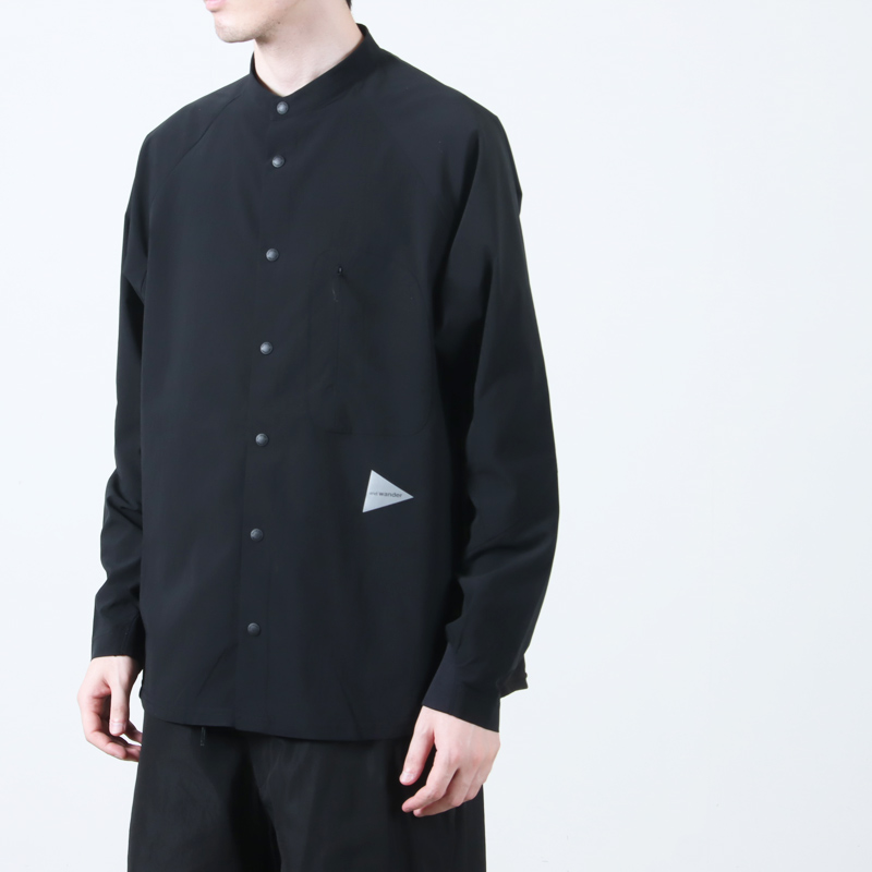 and wander(ɥ) fleece base band collar shirt
