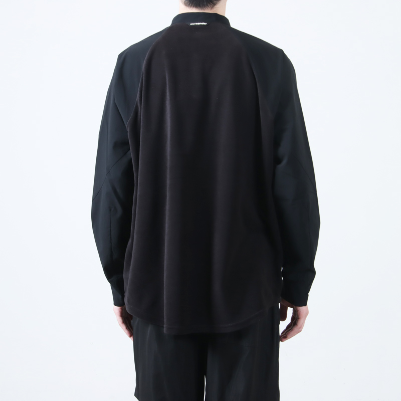 and wander(ɥ) fleece base band collar shirt