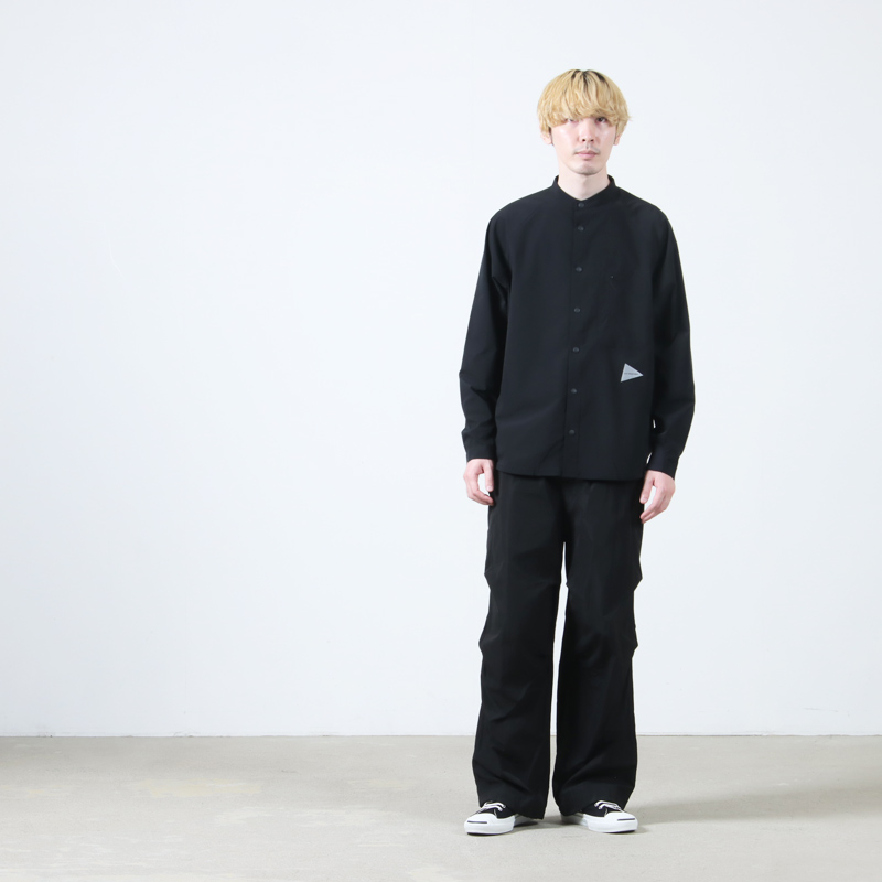and wander(ɥ) fleece base band collar shirt
