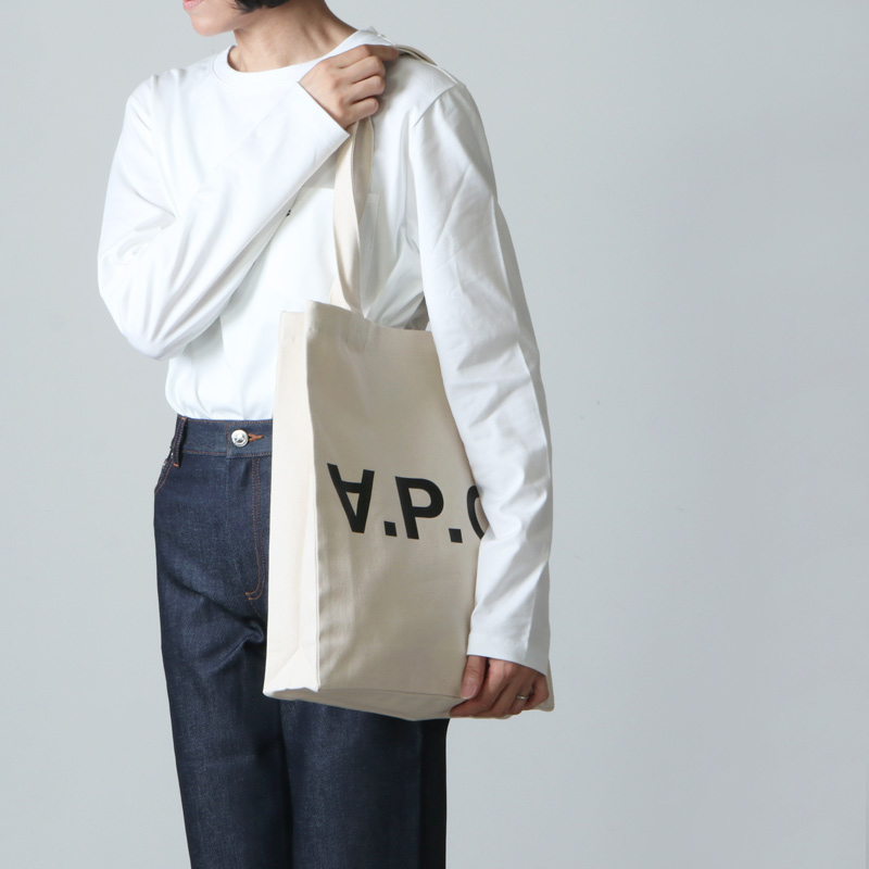 A.P.C.(ڡ) TOTE LAURE BLACK LOGO DENIM NATURAL