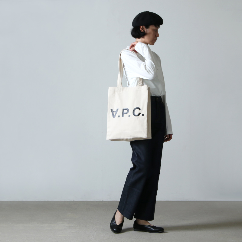 A.P.C.(ڡ) TOTE LAURE BLACK LOGO DENIM NATURAL