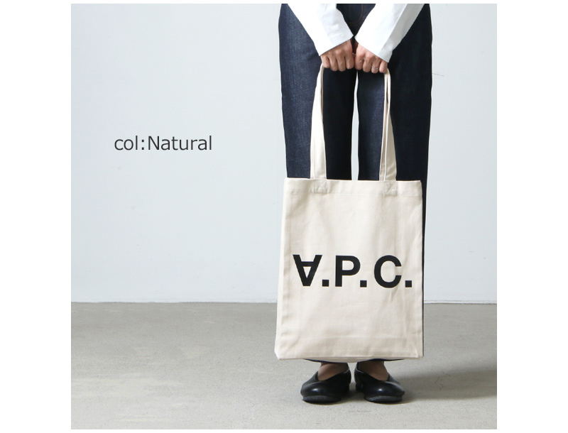A.P.C.(ڡ) TOTE LAURE BLACK LOGO DENIM NATURAL