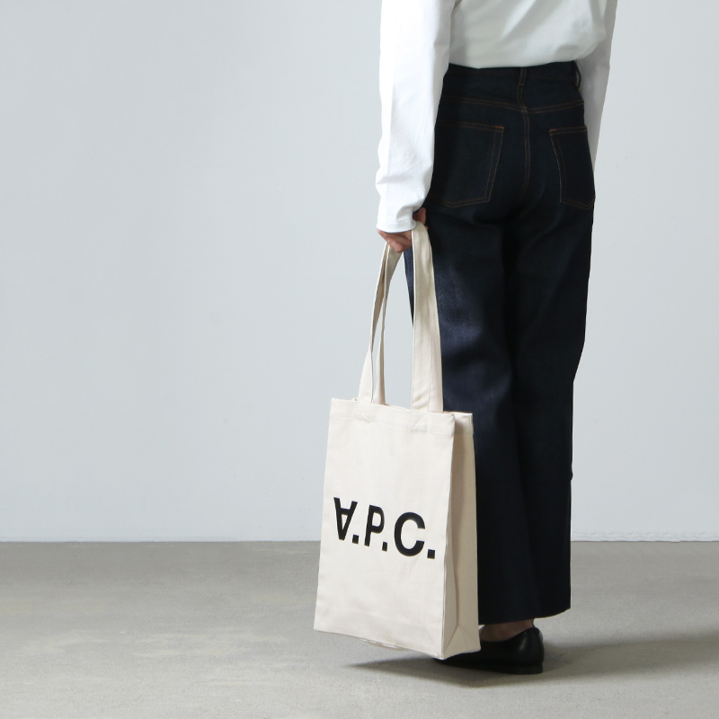 A.P.C.(ڡ) TOTE LAURE BLACK LOGO DENIM NATURAL