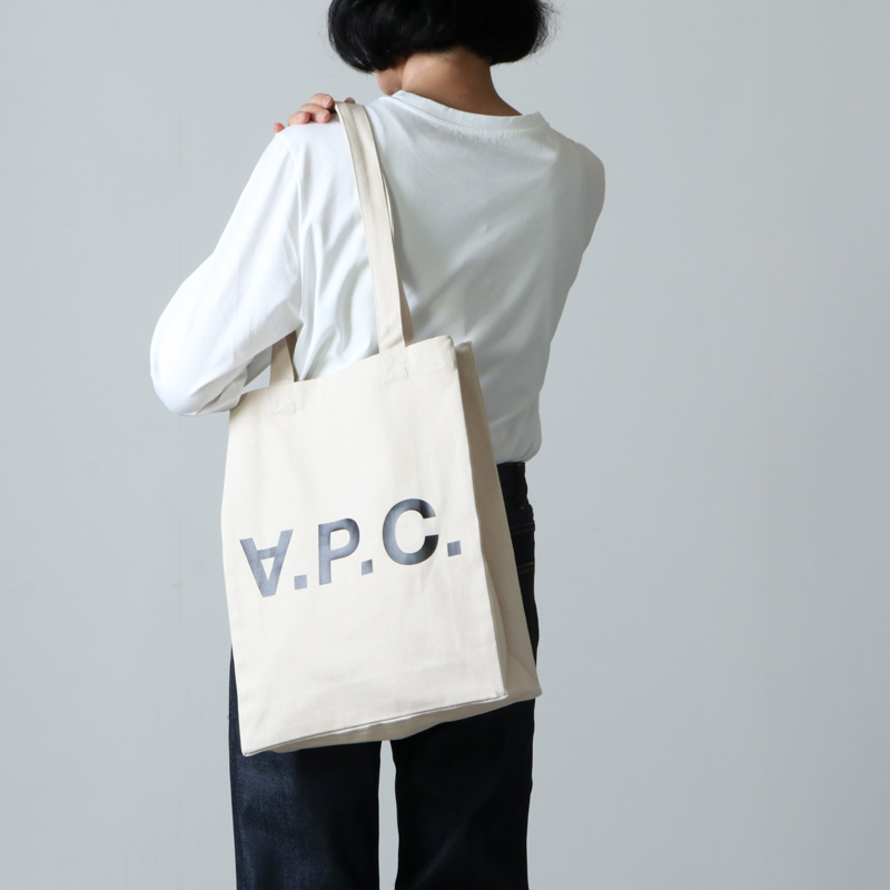 A.P.C. (アーペーセー) TOTE LAURE BLACK LOGO DENIM NATURAL / トート