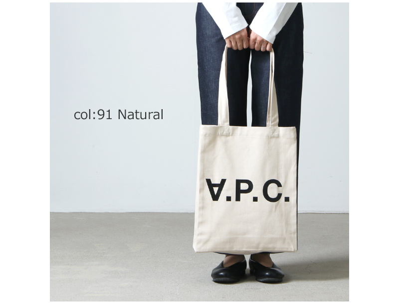 A.P.C.(ڡ) TOTE LAURE BLACK LOGO DENIM NATURAL