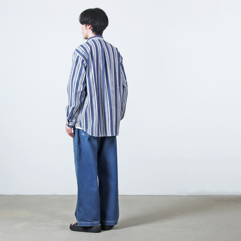 A VONTADE(�� �ܥ󥿡���) Gardener Apron Shirts LS Organic Cotton Hard Twist Stripe