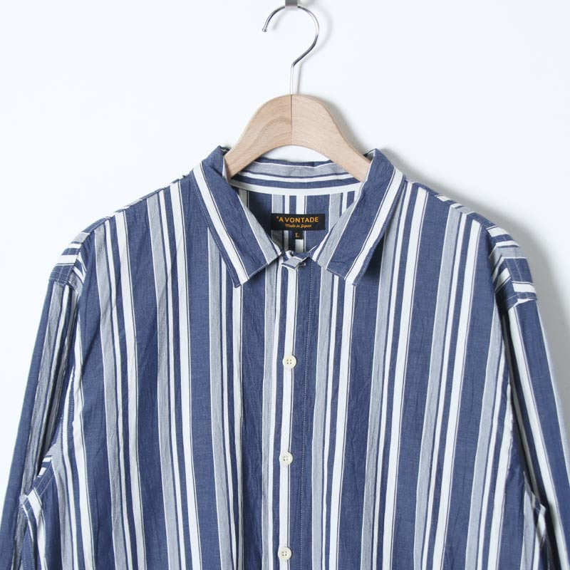 A VONTADE(�� �ܥ󥿡���) Gardener Apron Shirts LS Organic Cotton Hard Twist Stripe