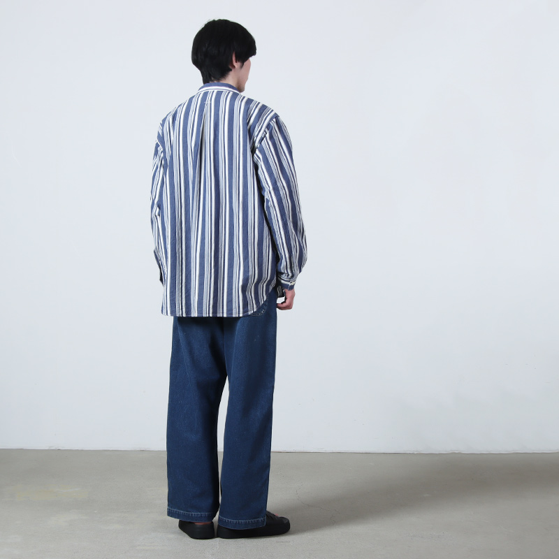 A VONTADE(�� �ܥ󥿡���) Gardener Apron Shirts LS Organic Cotton Hard Twist Stripe