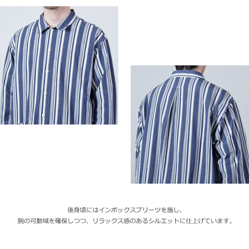 A VONTADE(�� �ܥ󥿡���) Gardener Apron Shirts LS Organic Cotton Hard Twist Stripe