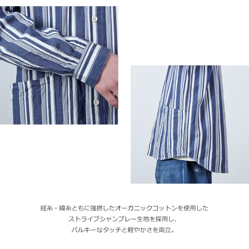 A VONTADE(�� �ܥ󥿡���) Gardener Apron Shirts LS Organic Cotton Hard Twist Stripe