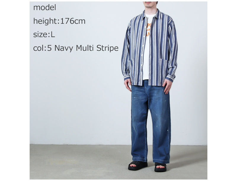 A VONTADE(�� �ܥ󥿡���) Gardener Apron Shirts LS Organic Cotton Hard Twist Stripe