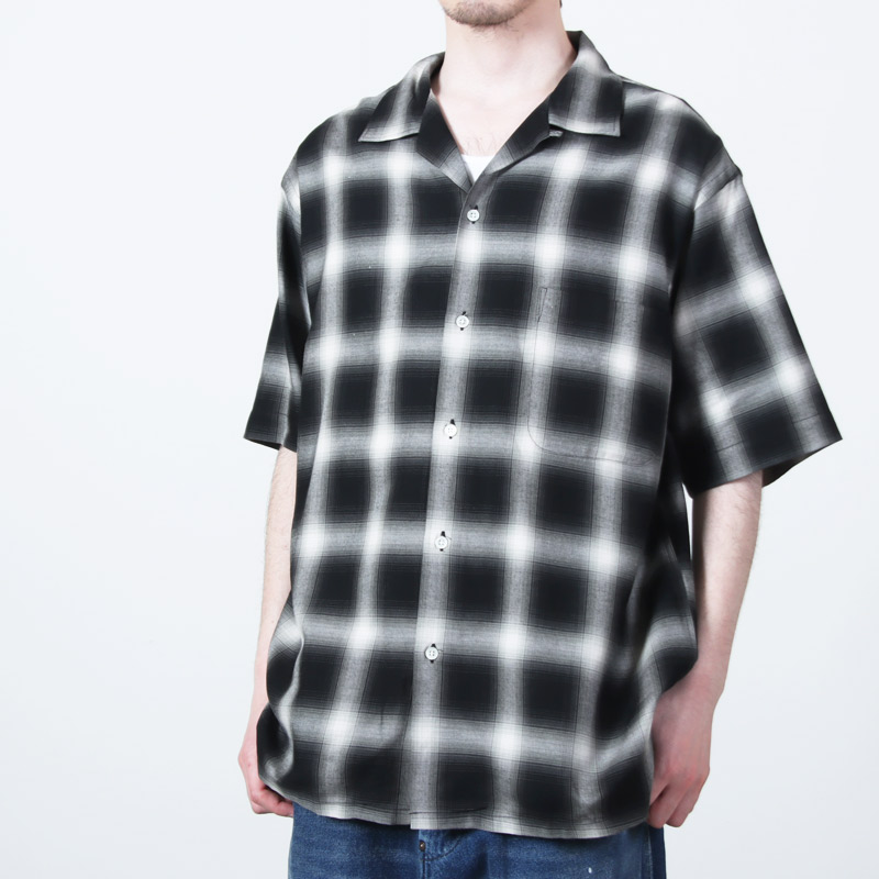A VONTADE(�� �ܥ󥿡���) Open Collar Shirts SS Cotton/Rayon Shadow Check
