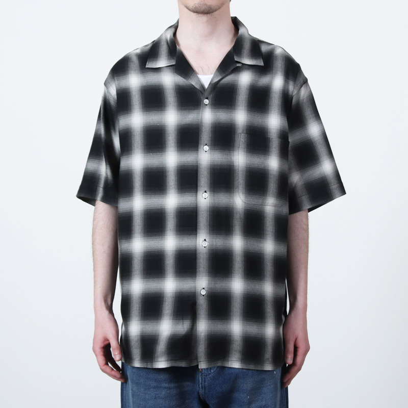 A VONTADE(�� �ܥ󥿡���) Open Collar Shirts SS Cotton/Rayon Shadow Check