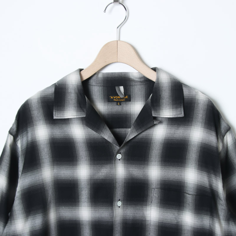 A VONTADE(�� �ܥ󥿡���) Open Collar Shirts SS Cotton/Rayon Shadow Check