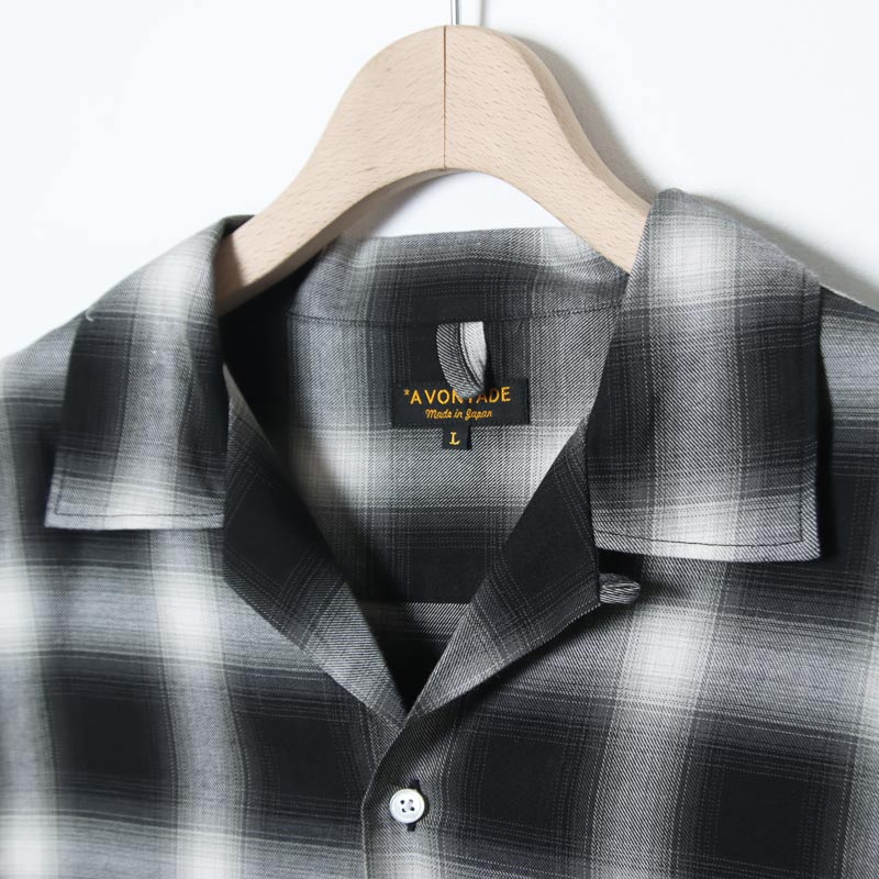 A VONTADE(�� �ܥ󥿡���) Open Collar Shirts SS Cotton/Rayon Shadow Check