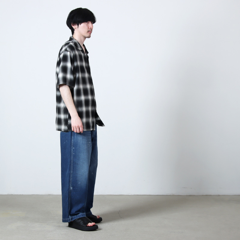 A VONTADE(�� �ܥ󥿡���) Open Collar Shirts SS Cotton/Rayon Shadow Check