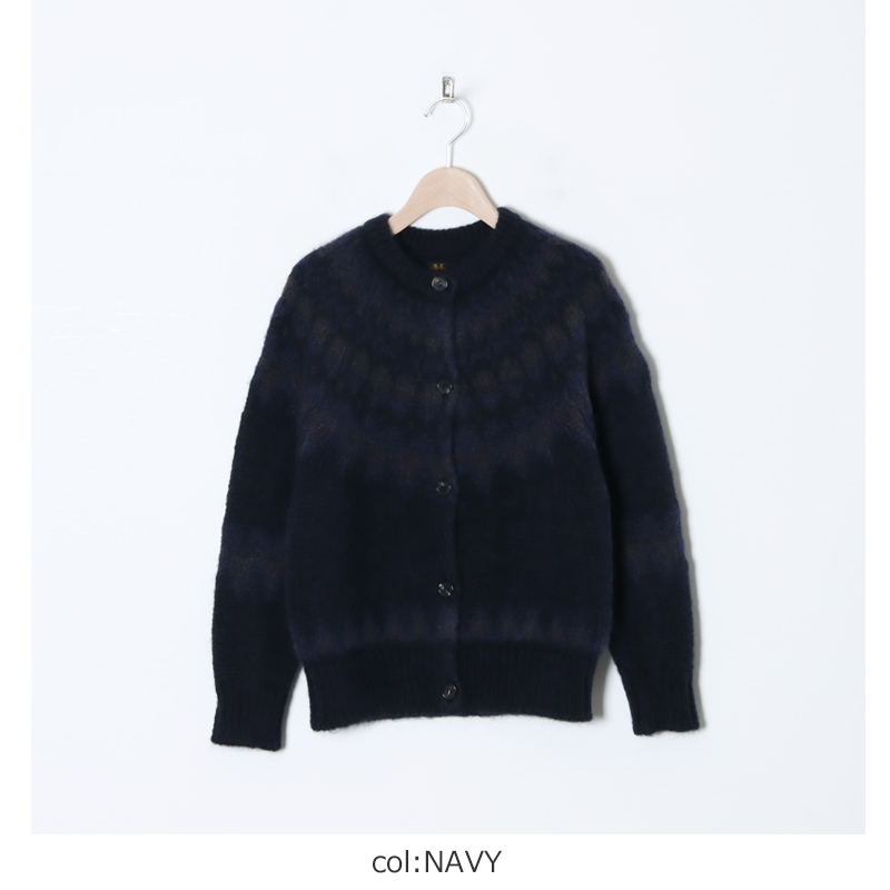 BATONER (バトナー) MOHAIR NORDIC CREW NECK CARDIGAN / モヘア ...