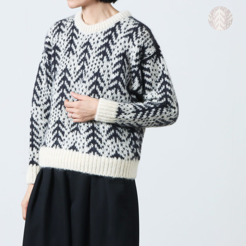 BATONER (Хȥʡ) women CEDER JACQUARD MOHAIR CREW NECK / 㥬ɥإ롼ͥå