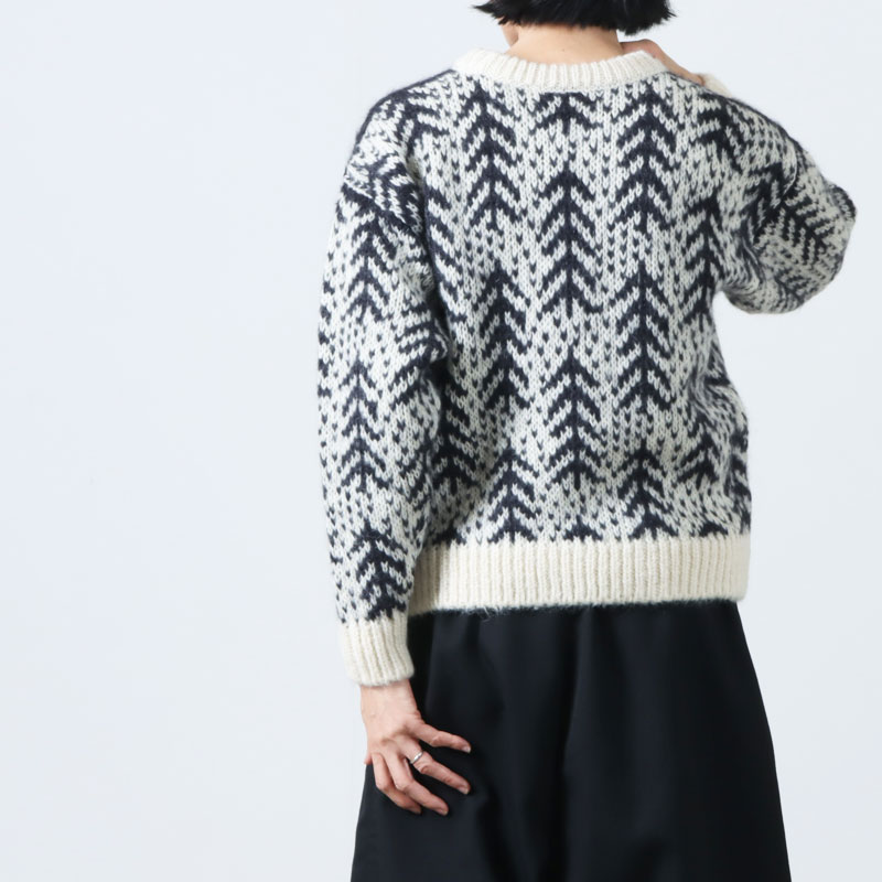 BATONER(Хȥʡ) women CEDER JACQUARD MOHAIR CREW NECK