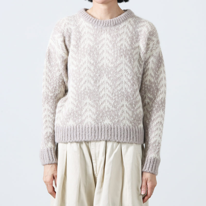 BATONER(Хȥʡ) women CEDER JACQUARD MOHAIR CREW NECK